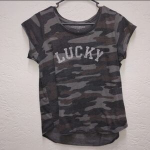 $3 SALE! | Lucky Brand Camo Graphic Cap Sleeve Tee Shirt